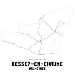 BESSEY-EN-CHAUME Val-d'Oise. Minimalistic street map with black and white lines.
