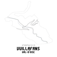 VUILLAFANS Val-d'Oise. Minimalistic street map with black and white lines.