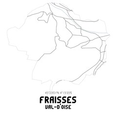 FRAISSES Val-d'Oise. Minimalistic street map with black and white lines.