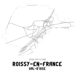 ROISSY-EN-FRANCE Val-d'Oise. Minimalistic street map with black and white lines.