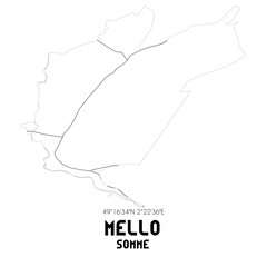 MELLO Somme. Minimalistic street map with black and white lines.