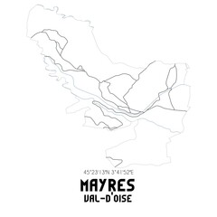 MAYRES Val-d'Oise. Minimalistic street map with black and white lines.