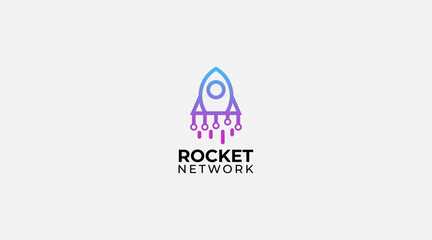 Rocket network vector logo design illustration template
