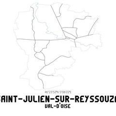 SAINT-JULIEN-SUR-REYSSOUZE Val-d'Oise. Minimalistic street map with black and white lines.