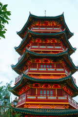 Fototapeta premium The pagoda is in the middle of Chinatown PIK Pantjoran, Pantai Indah Kapuk.