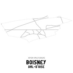 BOISNEY Val-d'Oise. Minimalistic street map with black and white lines.