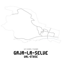 GAJA-LA-SELVE Val-d'Oise. Minimalistic street map with black and white lines.