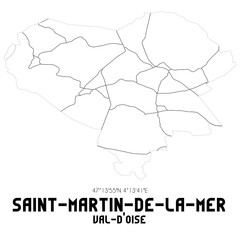 SAINT-MARTIN-DE-LA-MER Val-d'Oise. Minimalistic street map with black and white lines.