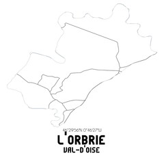 L'ORBRIE Val-d'Oise. Minimalistic street map with black and white lines.