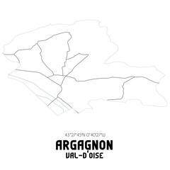ARGAGNON Val-d'Oise. Minimalistic street map with black and white lines.