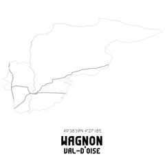 WAGNON Val-d'Oise. Minimalistic street map with black and white lines.