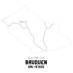 BAUDUEN Val-d'Oise. Minimalistic street map with black and white lines.