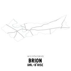 Obraz premium BRION Val-d'Oise. Minimalistic street map with black and white lines.