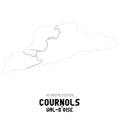 COURNOLS Val-d'Oise. Minimalistic street map with black and white lines.