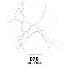 DYO Val-d'Oise. Minimalistic street map with black and white lines.