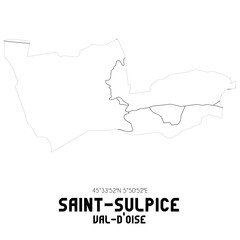 SAINT-SULPICE Val-d'Oise. Minimalistic street map with black and white lines.