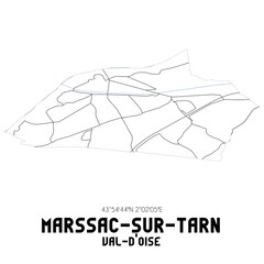 MARSSAC-SUR-TARN Val-d'Oise. Minimalistic street map with black and white lines.