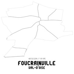 FOUCRAINVILLE Val-d'Oise. Minimalistic street map with black and white lines.