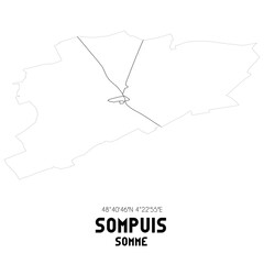 SOMPUIS Somme. Minimalistic street map with black and white lines.