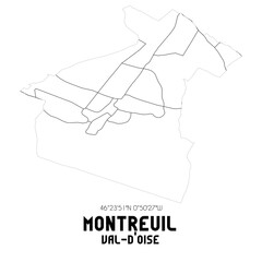 MONTREUIL Val-d'Oise. Minimalistic street map with black and white lines.