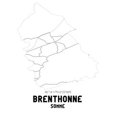 BRENTHONNE Somme. Minimalistic street map with black and white lines.