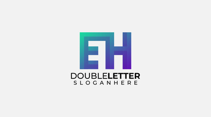 Obraz premium Abstract letter EH logo design vector template