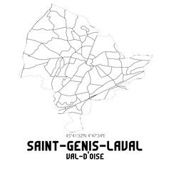SAINT-GENIS-LAVAL Val-d'Oise. Minimalistic street map with black and white lines.