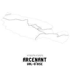 ARCENANT Val-d'Oise. Minimalistic street map with black and white lines.