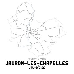 JAVRON-LES-CHAPELLES Val-d'Oise. Minimalistic street map with black and white lines.