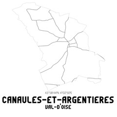 CANAULES-ET-ARGENTIERES Val-d'Oise. Minimalistic street map with black and white lines.