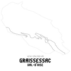 GRAISSESSAC Val-d'Oise. Minimalistic street map with black and white lines.