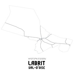 LABRIT Val-d'Oise. Minimalistic street map with black and white lines.