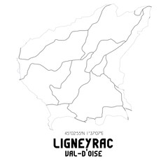 LIGNEYRAC Val-d'Oise. Minimalistic street map with black and white lines.