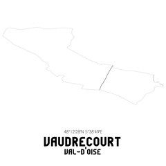 VAUDRECOURT Val-d'Oise. Minimalistic street map with black and white lines.