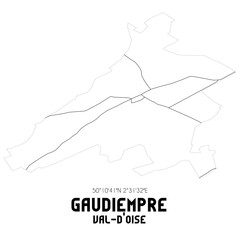 GAUDIEMPRE Val-d'Oise. Minimalistic street map with black and white lines.
