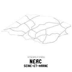 NEAC Seine-et-Marne. Minimalistic street map with black and white lines.