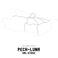 PECH-LUNA Val-d'Oise. Minimalistic street map with black and white lines.