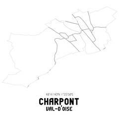 CHARPONT Val-d'Oise. Minimalistic street map with black and white lines.