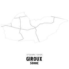 GIROUX Somme. Minimalistic street map with black and white lines.