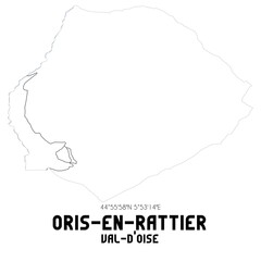 ORIS-EN-RATTIER Val-d'Oise. Minimalistic street map with black and white lines.