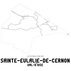 SAINTE-EULALIE-DE-CERNON Val-d'Oise. Minimalistic street map with black and white lines.