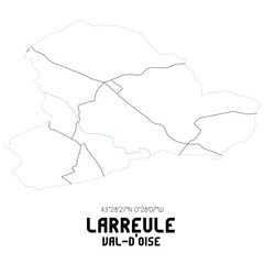 LARREULE Val-d'Oise. Minimalistic street map with black and white lines.