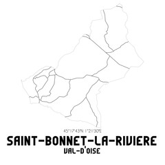 SAINT-BONNET-LA-RIVIERE Val-d'Oise. Minimalistic street map with black and white lines.
