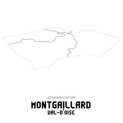 MONTGAILLARD Val-d'Oise. Minimalistic street map with black and white lines.