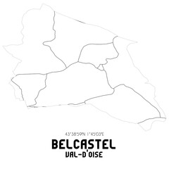 BELCASTEL Val-d'Oise. Minimalistic street map with black and white lines.