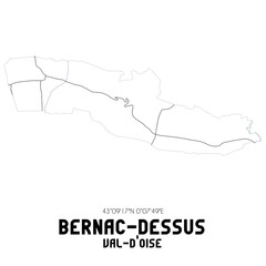 BERNAC-DESSUS Val-d'Oise. Minimalistic street map with black and white lines.