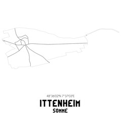 ITTENHEIM Somme. Minimalistic street map with black and white lines.