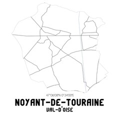 NOYANT-DE-TOURAINE Val-d'Oise. Minimalistic street map with black and white lines.
