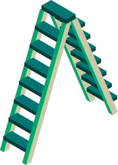 construction climbing ladder illustration in 3D isometric style
