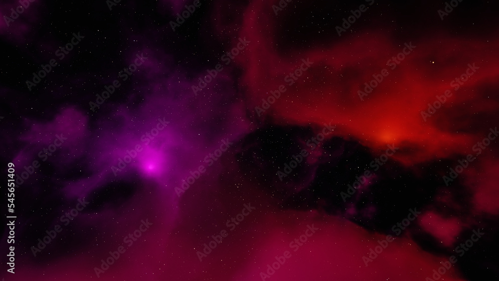 Poster colorful space background with nebula and stars. 3d rendering.